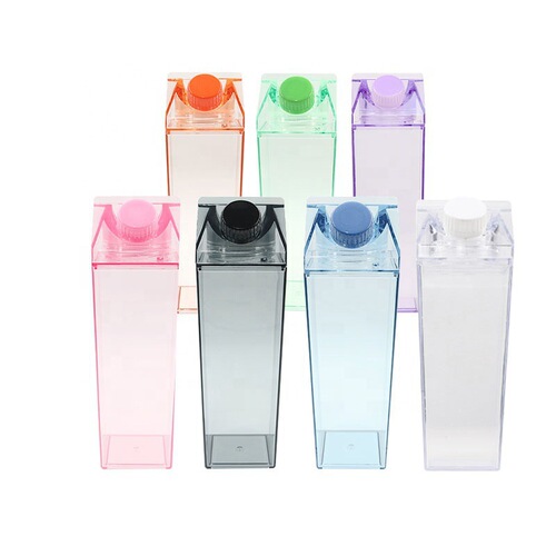 Transparent square milk cup 500ml square cup plastic water cup Japanese milk carton hot and cold beverage cup