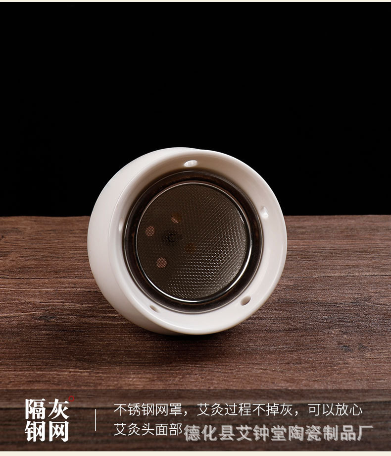 Ceramic Moxibustion Jar with Gua Sha Cup Jade Pot Design Blue Peony Glaze Warm Therapy Device for Home Use details