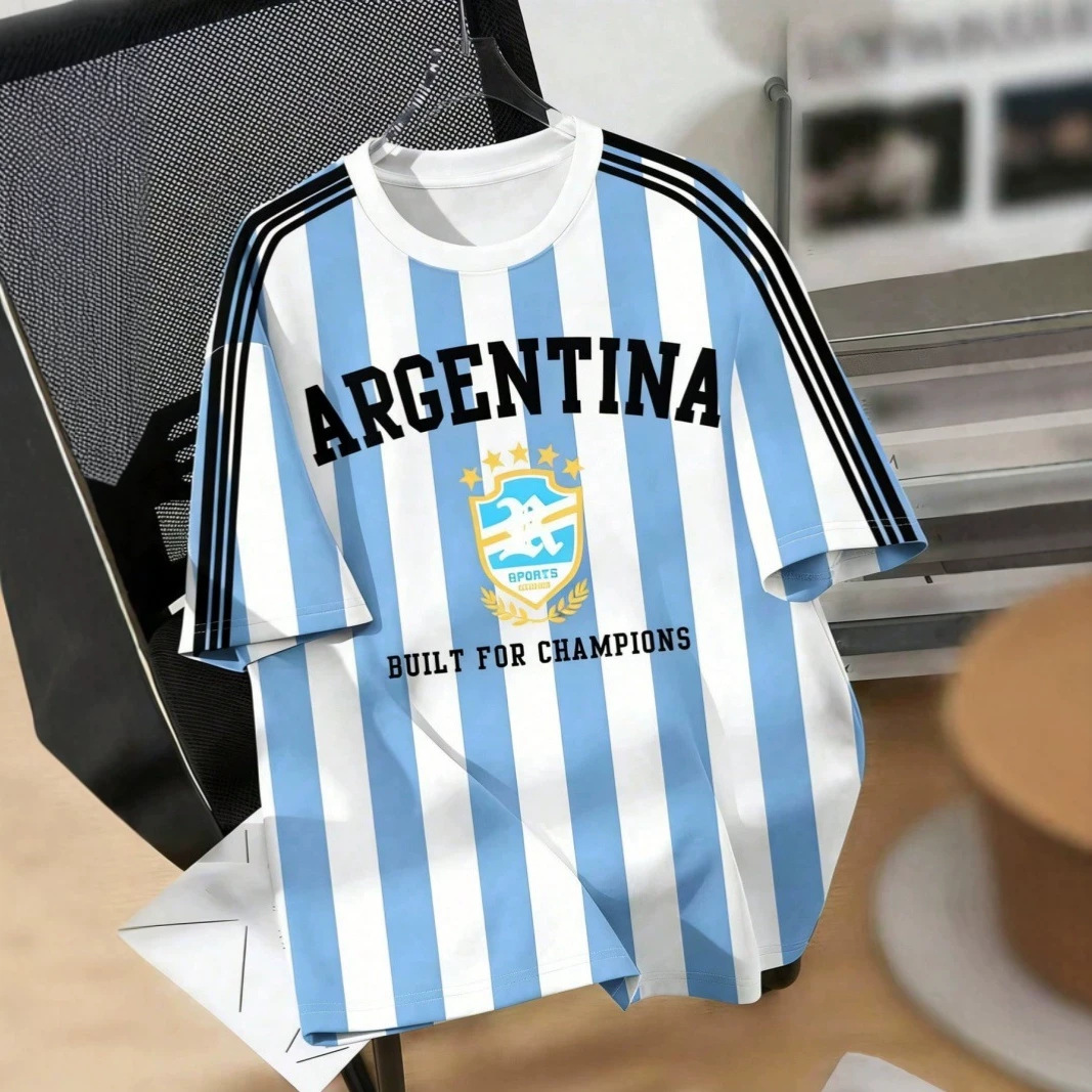 Camisetas de fútbol argentinas con letras y rayas impresas en Argentina Ideal para los aficionados al fútbol