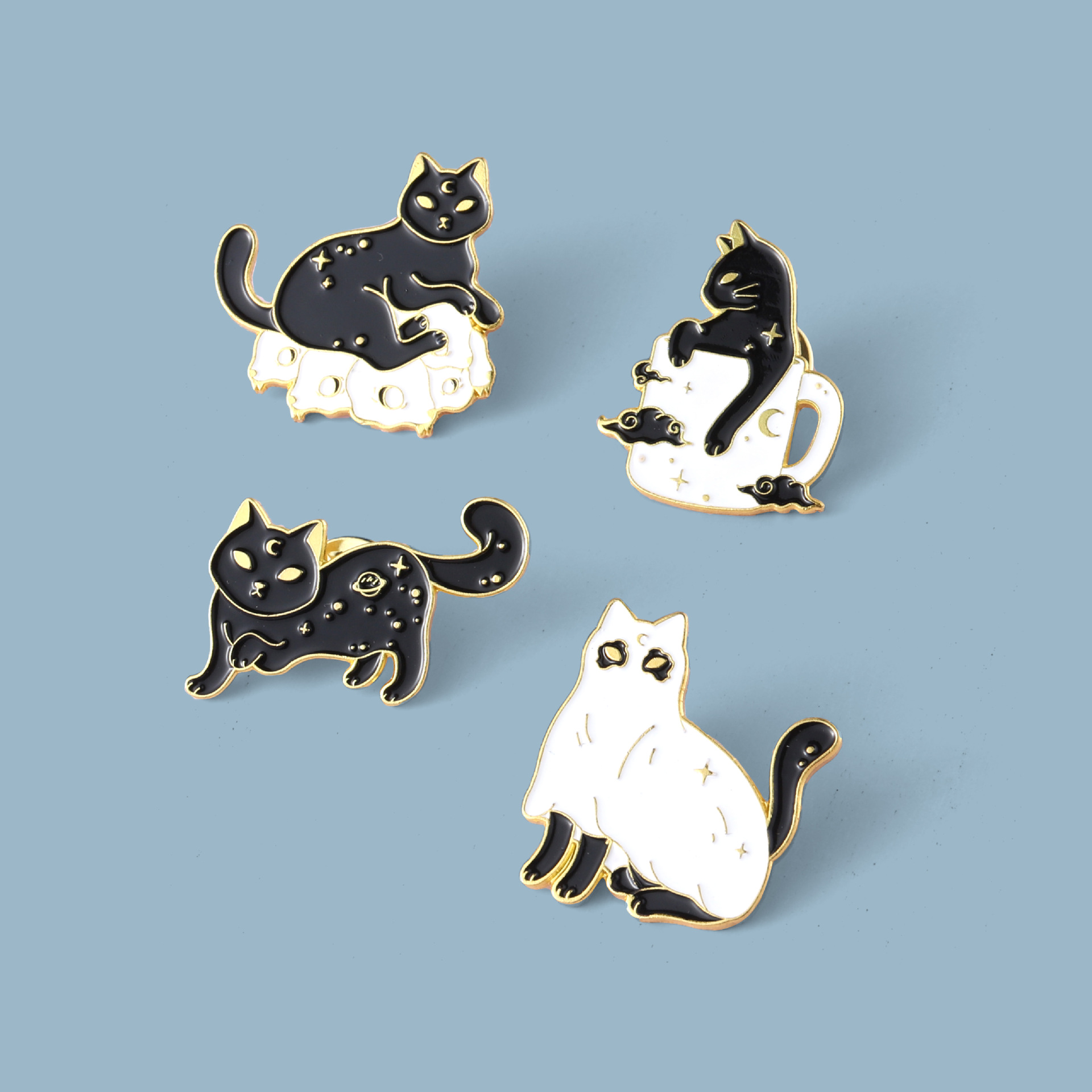 Fashion Cat Alloy Inlaid Gold Unisex Brooches display picture 3