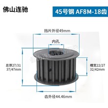 ✅45号钢8M18齿铝合金同步皮带轮 AF型 槽宽22 27 32 42内孔12-26