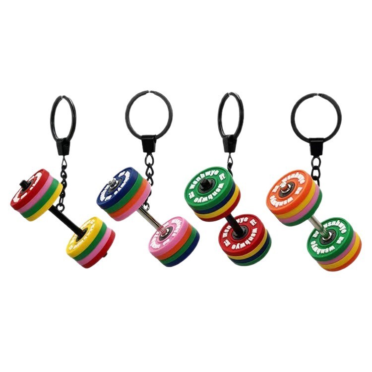 フィットネスアクセサリー カラフルダンベルキーホルダー 精巧でクリエイティブなフィットネス器具 バックパックアクセサリー 美しいキーチェーン|undefined