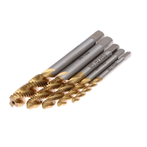 5PC titanium plated spiral machine tap, 5-piece tapping set, hand tapping extrusion tap for drilling screw holes
