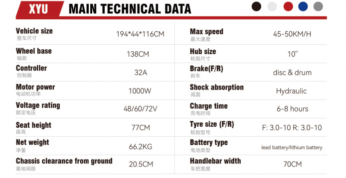 XYU Cross-border Export Electric Motorcycle High-Power Electric Scooter