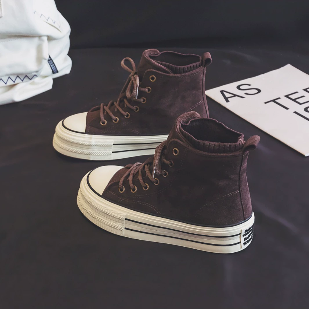 В наличии: Новые женские повседневные кроссовки на толстой подошве для увеличения роста, осень-зима 2025, теплые, на флисовой подкладке, модель H1230