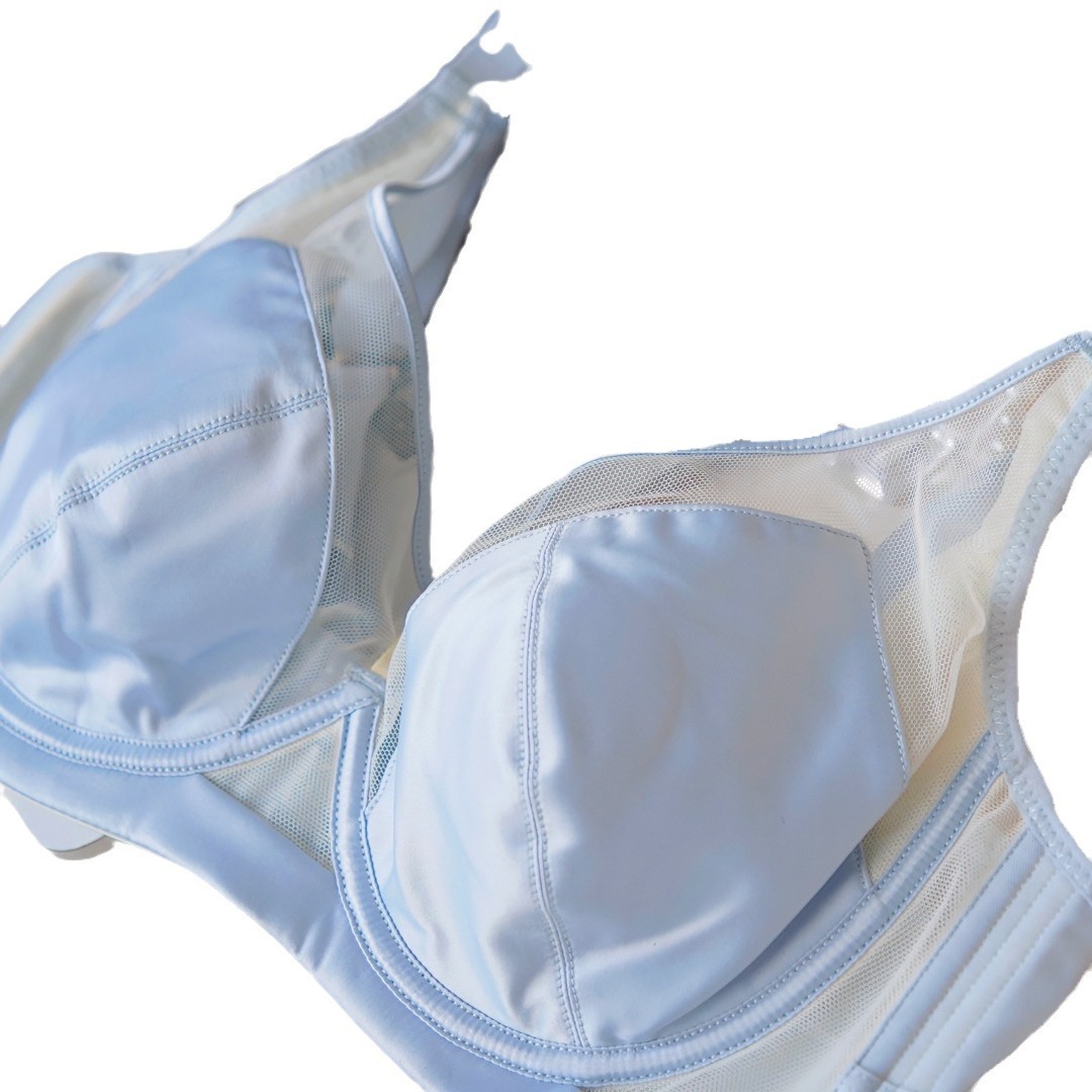 Qing Mu Ni 3302 satén ligero lujo talla grande orejas de conejo delgadas ropa interior ultrafina malla transpirable sujetador de senos mujeres