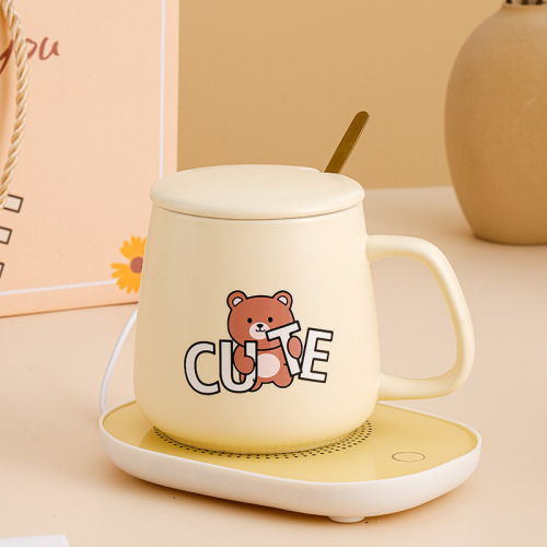 55 degree thermostatic cup set ceramic cute couple porcelain cup mug thermos cup souvenir small gift warm cup