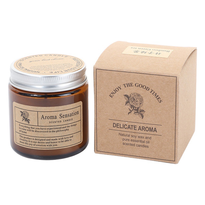 Nicho de vidrio marrón vela de aromaterapia al por mayor regalo de boda libre de humo fragancia romántica personalización de la vela transfronteriza