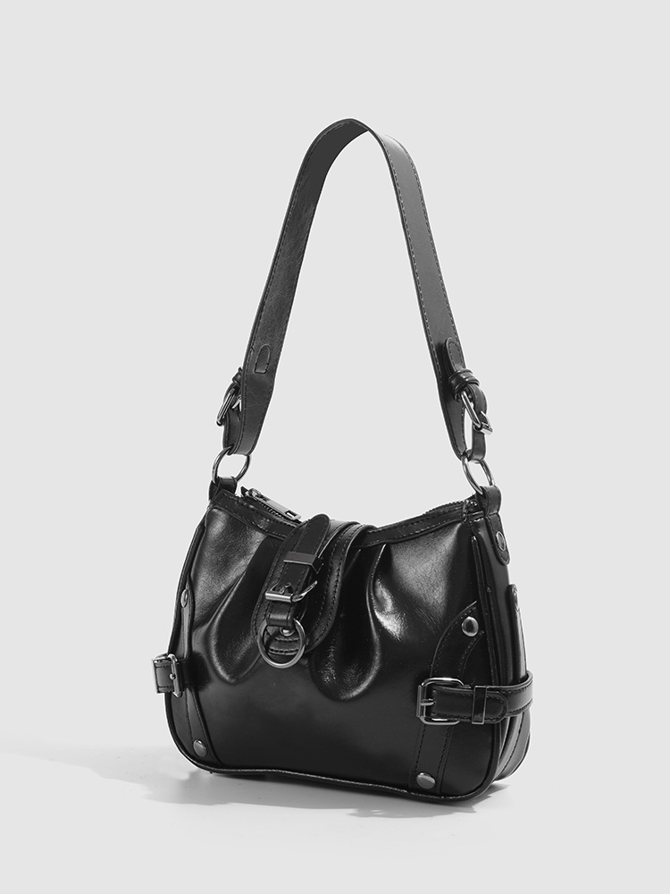 Comercio exterior 2025 nuevo nicho Zhonghuang cera de aceite bolsas axila de piel dulce y cool chicas calientes bolsas de motocicleta modernas bolsas de hombro de viaje de moda