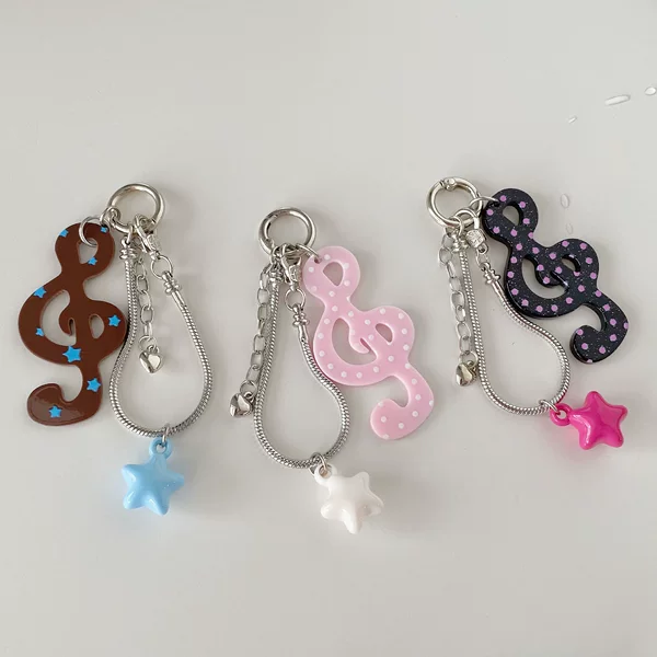 Korean-style snake bone chain, polka dot musical note ribbon, DIY phone charm, CCD camera, scrapbook, keychain, and pendant
