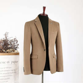 秋冬厚款男士休闲西装男装ins高级感驼色英伦时尚外套男式小西装
