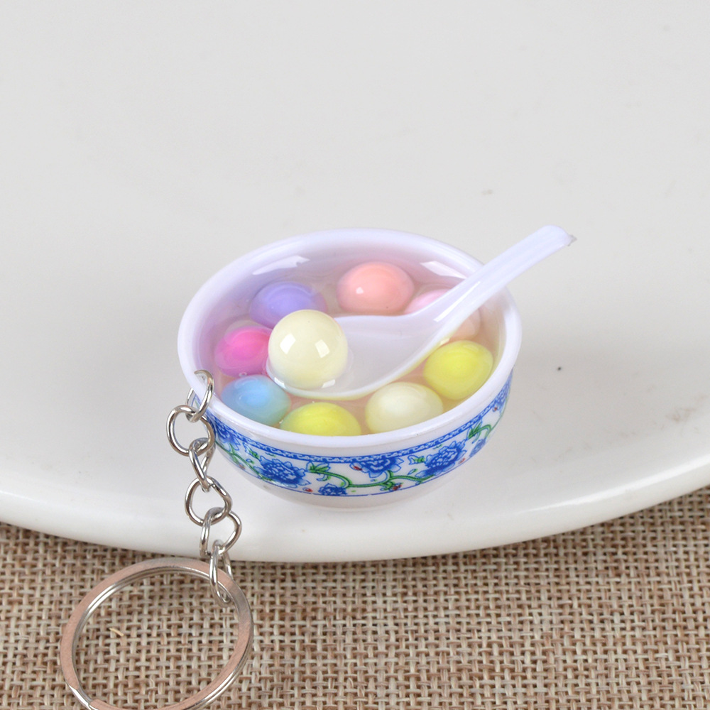 Mini cocina para niños comida y juego simulación pequeño tazón fideos llavero divertido simulación comida juguete regalo del estudiante