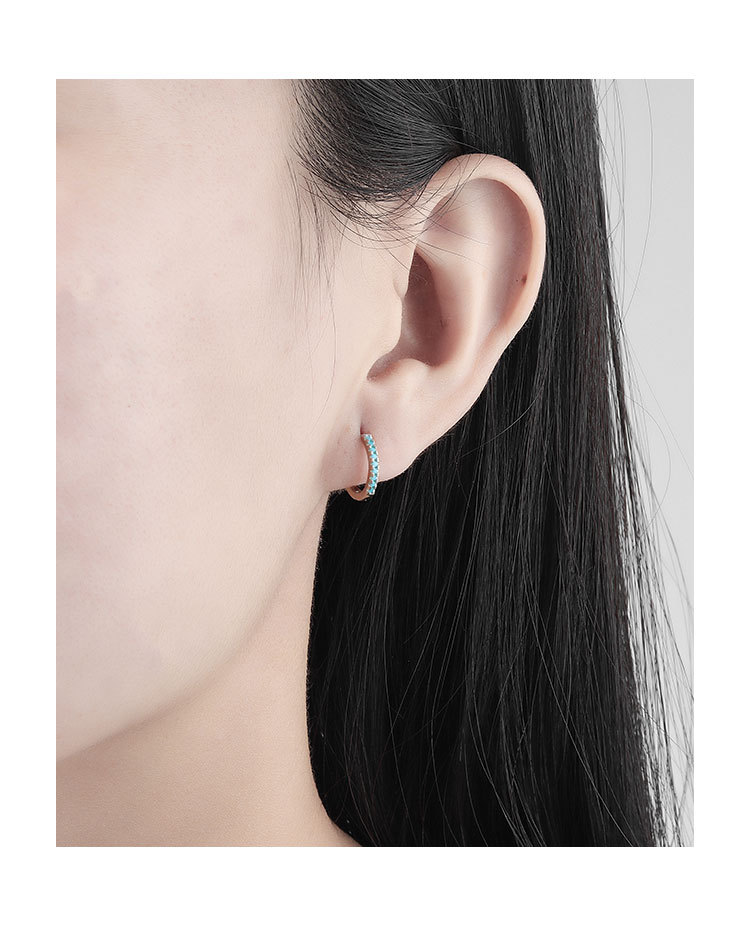 December Birthstone Turquoise Inlay Material 1 Pair Simple Style Geometric Copper Inlay Turquoise Hoop Earrings