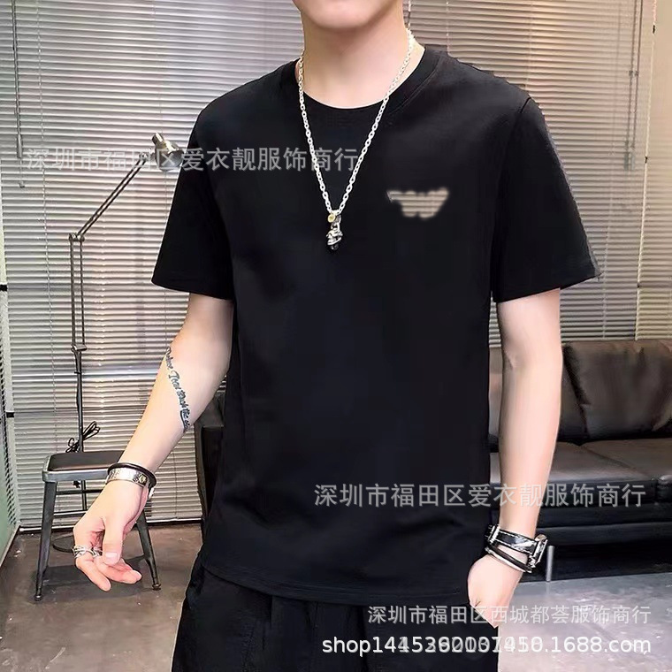 Camiseta de manga corta para hombre, ropa de mercado nocturno, camiseta para hombre, excedente de exportación, camiseta holgada para hombre, que absorbe la humedad, marca de moda, ajuste holgado.