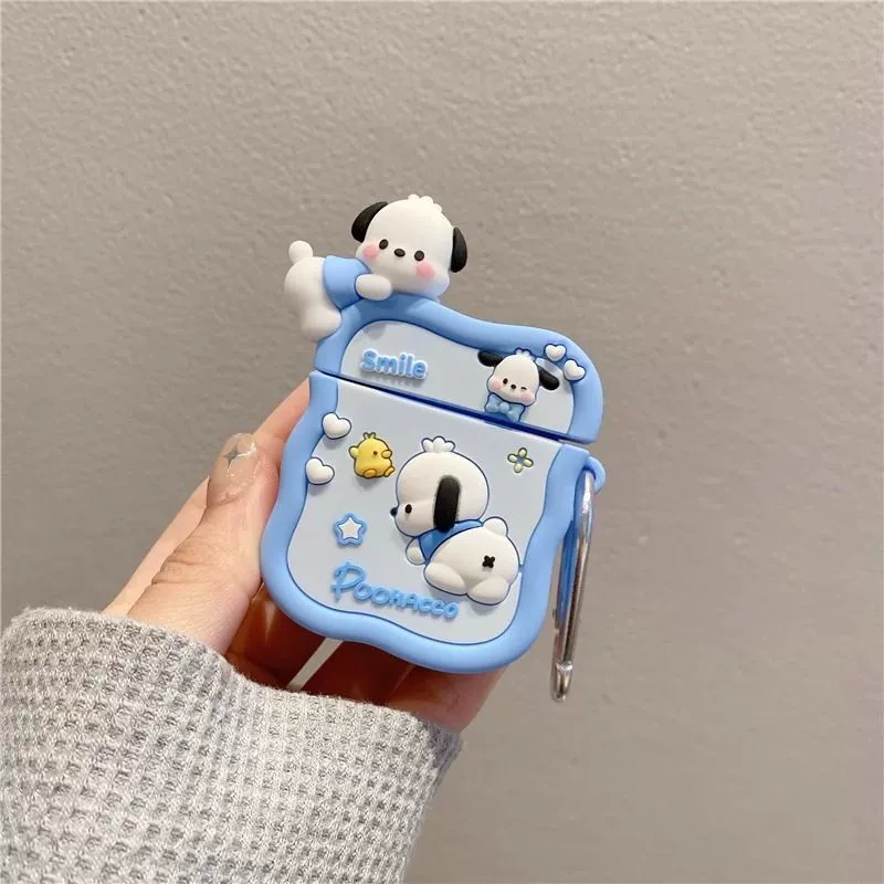 Силиконовый защитный чехол (совместим с Apple) для AirPods 1/2, милые мультяшные дизайны, с крючком/кольцом