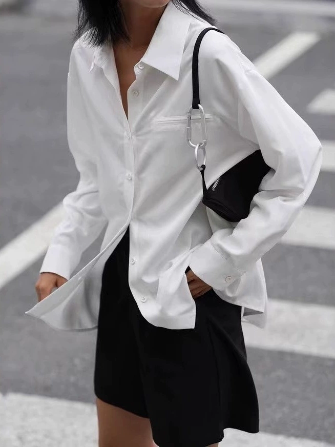 ФОРМАТ who? The input: "EIGHTMONTH shirt women's spring and autumn niche long-sleeved Hong Kong style chic temperament white shirt unique design" - translate: Рубашка EIGHTMONTH женская весна и осень нише длинный рукав стиль Гонконг шик характер уникальный дизайн