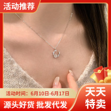 s999足银国风复古玫瑰花项链女气质月牙花环锁骨链百搭轻奢高级感