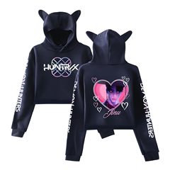 2025跨境新品KPop Demon Hunters欧美时尚猫耳朵露脐卫衣女