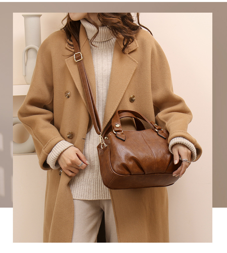 Retro Soft Leather Large Capacity Shoulder Crossbody Women's Handbag Small Bag_voghion.com