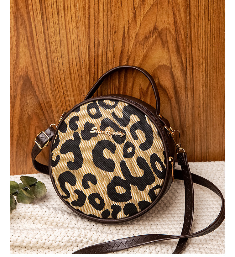 Women's Medium All Seasons Pu Leather Leopard Fashion Round Zipper Circle Bag display picture 3