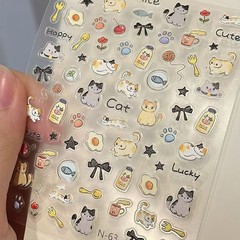 レリーフ立体ネイルシールins愛が萌えて犬が可愛い猫模様の爪diy日系アニメ3d