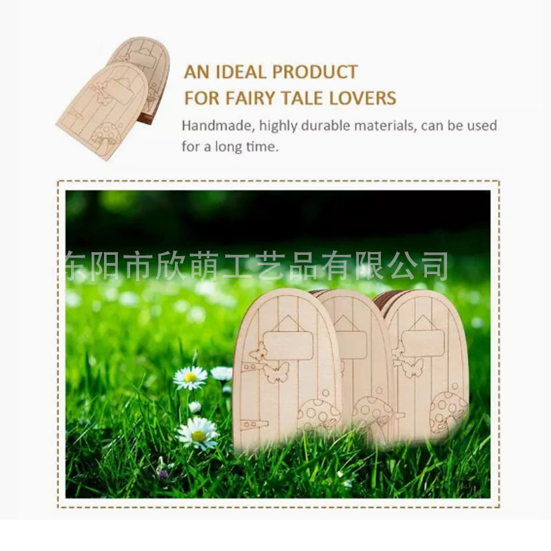 木製フェアリードア木製エルフの扉クリエイティブ装飾DIYドアと窓木片手作り|undefined