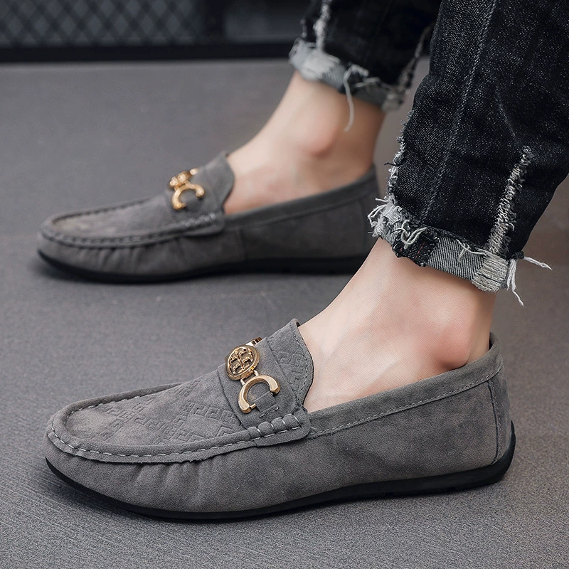 Мужские летние ботинки-бини из новой замши и нубука, удобные, на одну ногу, молодежные, деловые, для вождения, модные.