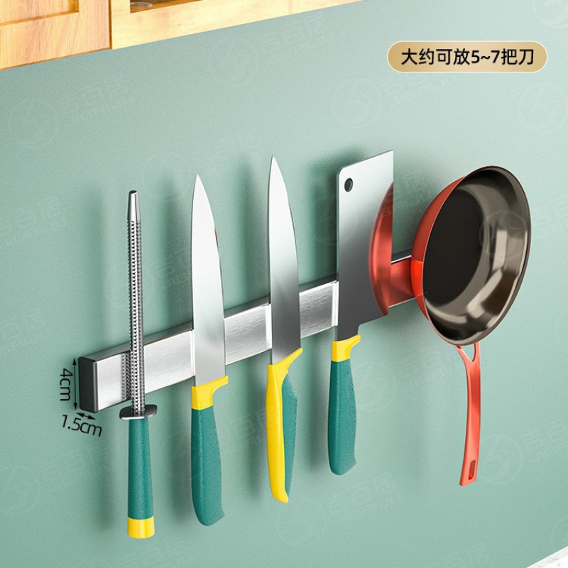 Fuente de fábrica sin perforación de cocina succión magnética portacuchillo tipo pared succión magnética herramientas de corte de liza almacenamiento rack