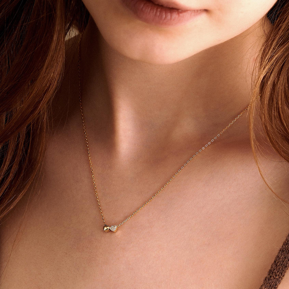 Minimalist Heart Pendant Necklace Elegant Collarbone Chain Gold_voghion.com