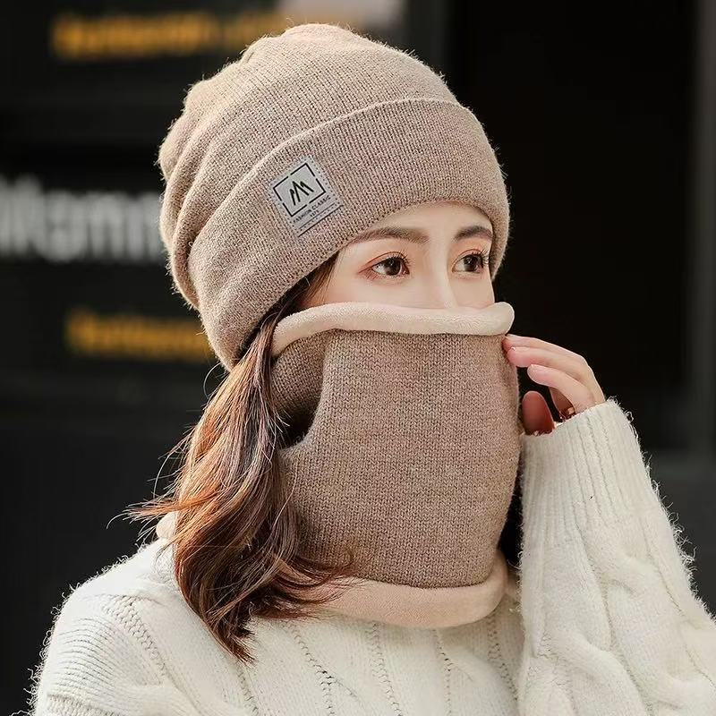 新款针织帽子女冬季加绒加厚保暖百搭针织帽大头围护耳产妇月子帽|undefined