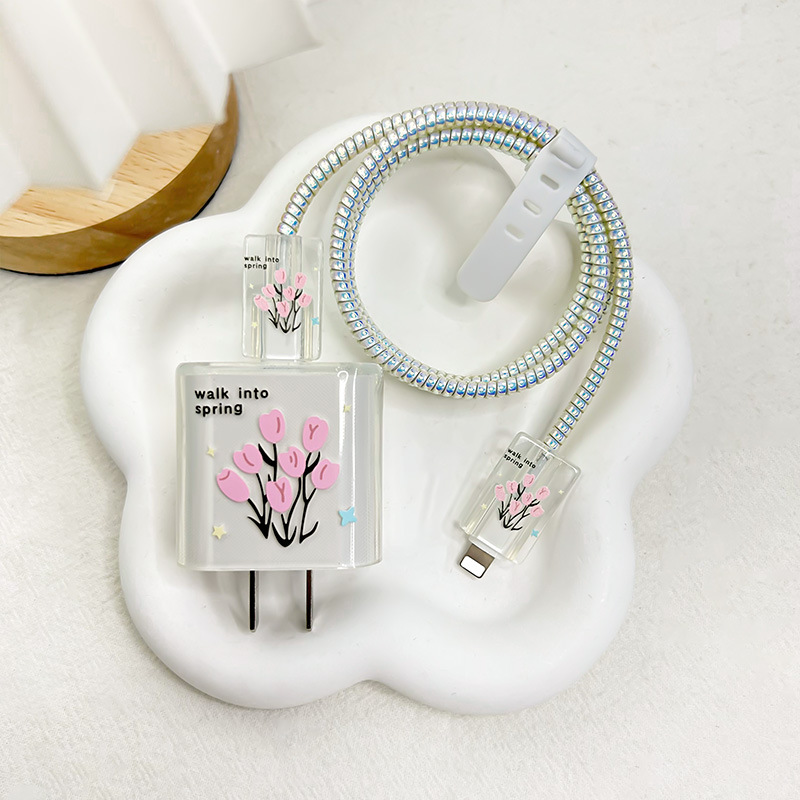 Funda protectora transparente para cargador Apple de 20/18W, protector de cabezal de carga, protector de cable para cable de datos 16/15, vida útil.