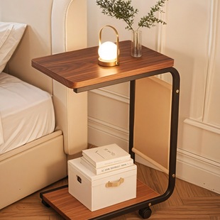Bedroom Bedside Storage Rack Sofa Living Room Side Table Modern Simple Bedside Cabinet Small Movable Small Table with Wheels
