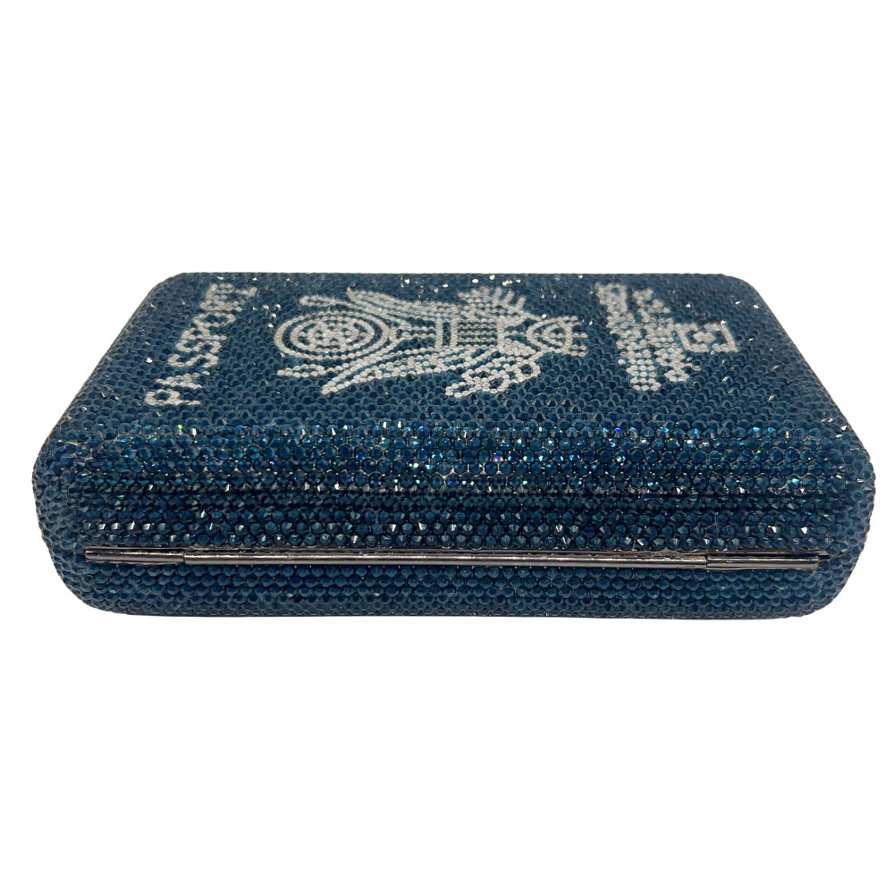 Pasaporte cristal embrague pasaporte bolso de cena de diamantes industria pesada fondo plano lleno de diamantes bolso de mano