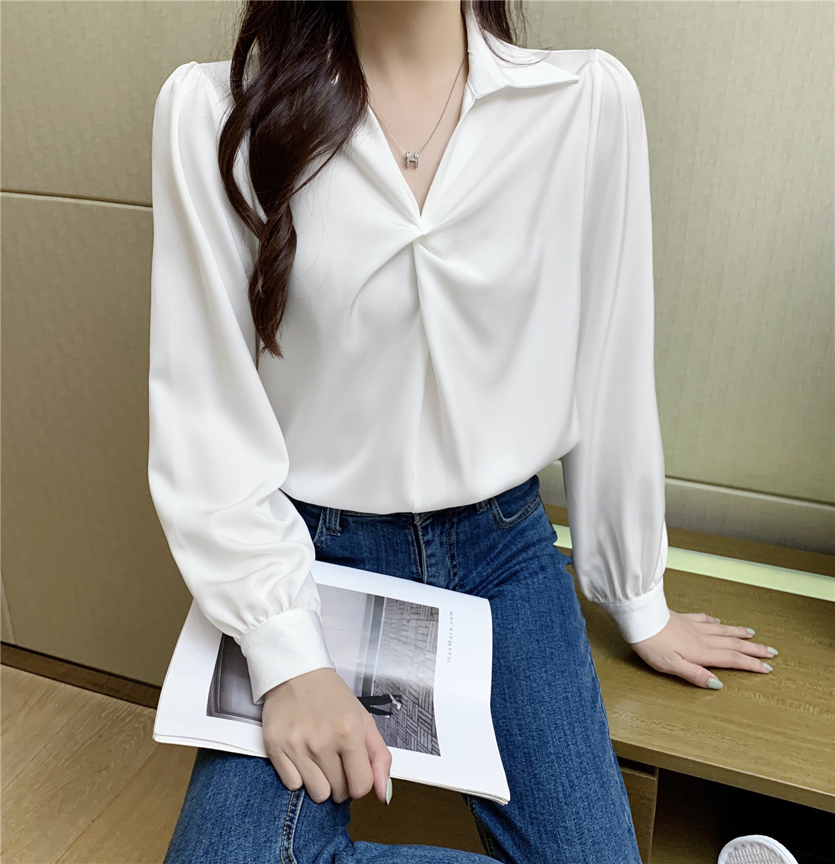 silk satin long-sleeved shirt Nihaostyles wholesale clothing vendor NSFYF76632