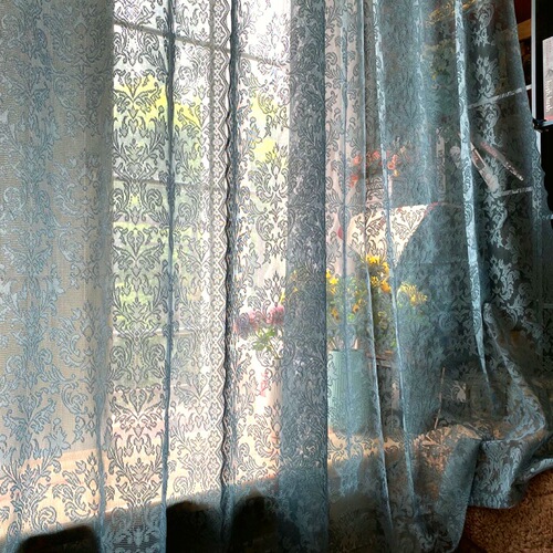 T9J5 European Pastoral Lace American Retro Green Finished Curtains Window Screens Korean Bedroom Door Curtain Bay Window