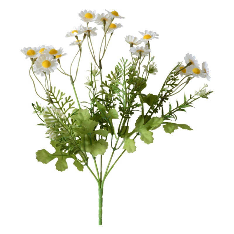 Flor artificial de manzanilla Mesa de comedor de estilo europeo Margarita flor artificial decoración del hogar pequeño crisantemo salvaje Flor de seda flor artificial al por mayor