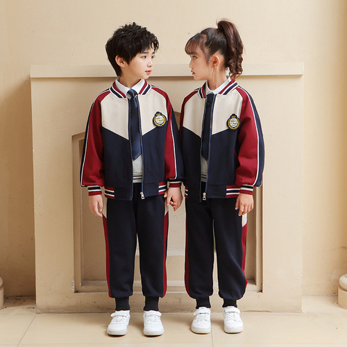 Preschool Spring and Autumn Uniform for First-Grade Primary School Students, College Style Children's Class Uniform, Sports Uniform Set, Wholesale