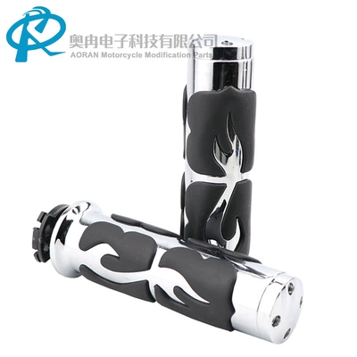 Harley Handlebar Rubber Round Flame Grip Covers Motorcycle Accessories Universal Handlebar Rubber Motorcycle Modification Parts 25mm (Motorcycle Handle Cover) - 25mm-1inch-electroplated-silver