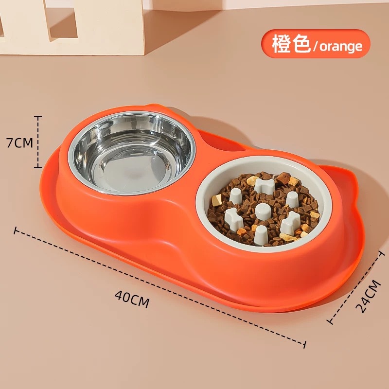 Tazón de gato Tazón de perro Tazón de comida lenta para perros Tazón de comida lenta para agua potable para gatos Tazón de comida lenta Un tazón de dos para mascotas anti-fugas de hormigas al por mayor