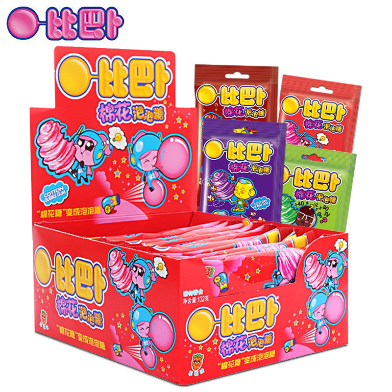 比巴卜棉花泡泡糖11g*12袋水果味糖果口香糖儿童阿尔卑斯软糖