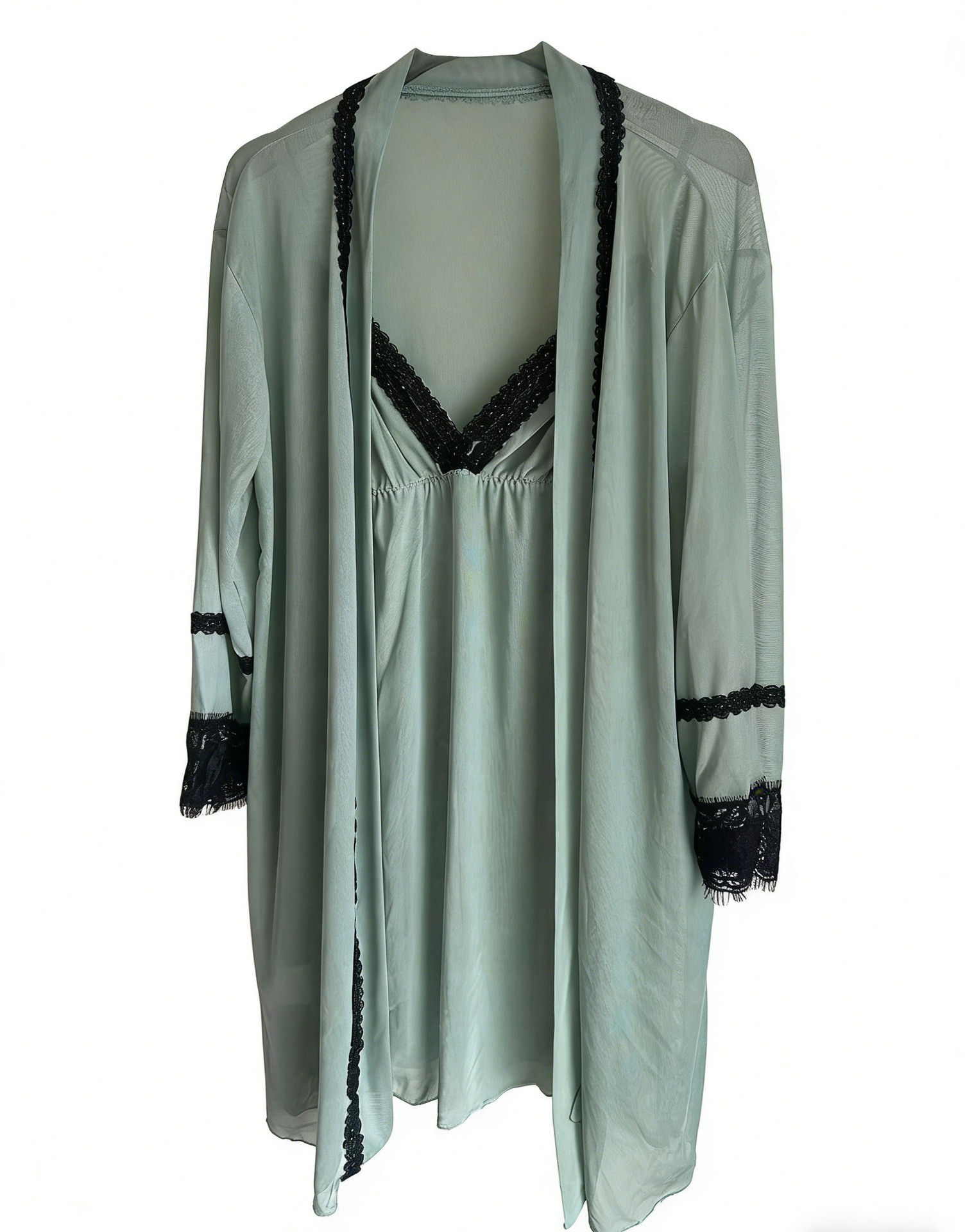 공작석 그린 슬립 드레스 + 가운 [허리띠 없음, 민감하신 분은 구매를 삼가해주세요]