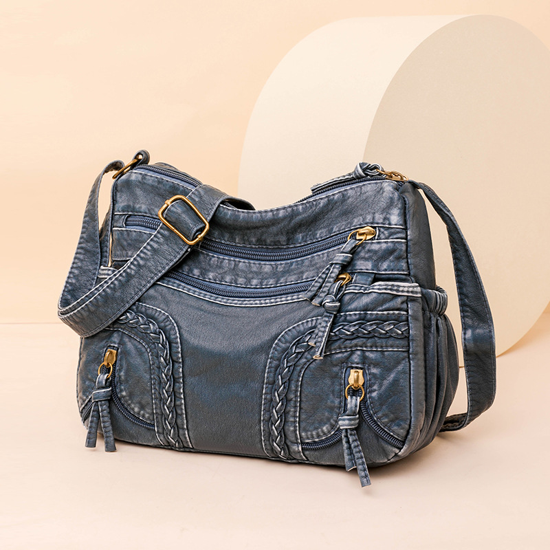 2023 New Cross-Border Genuine Leather Texture Woven Shoulder & Crossbody Bag For Women, Fashion Versatile Large Capacity Mom Bag - Thumbnail 2