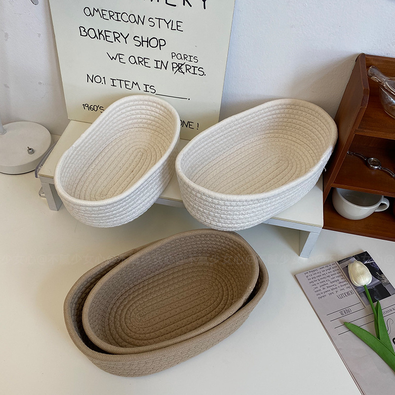 Wholesale not tired of girl heart boat type storage box desk miscellaneous storage basket snack handmade cotton wire storage