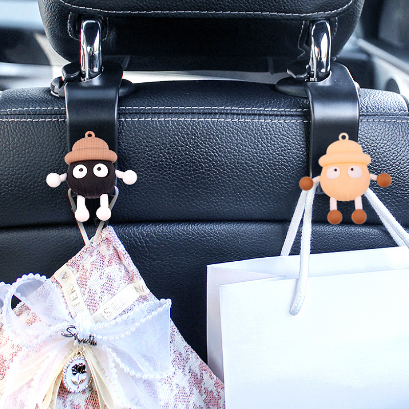Cartoon carbón pequeño gancho de automóvil gancho de automóvil multifuncional asiento gancho de chicas caricatura lindo asiento