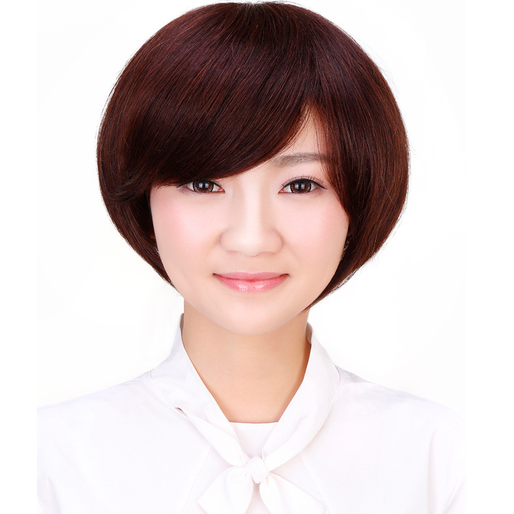 Wig women's fashion oblique bangs shortwave head women's short straight hair full-life wig headgear a generation of hair