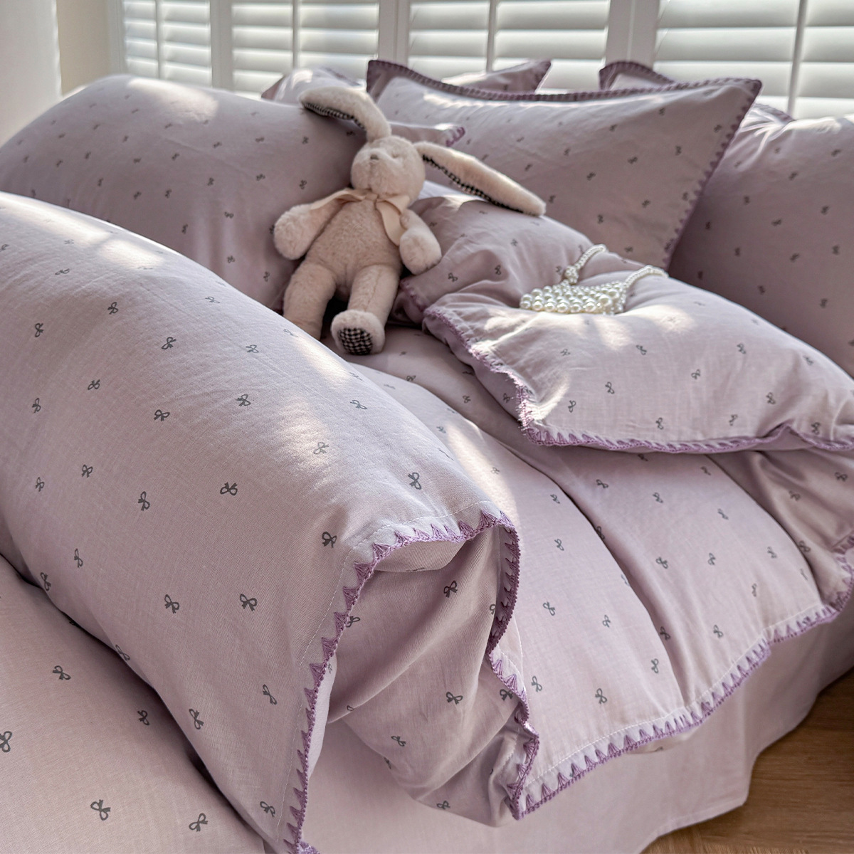 Cama de hilo de doble capa de algodón de grado materno-infantil de clase A, funda de edredón de algodón de cuatro piezas, sábana 2025 nuevo estilo universal de cuatro estaciones