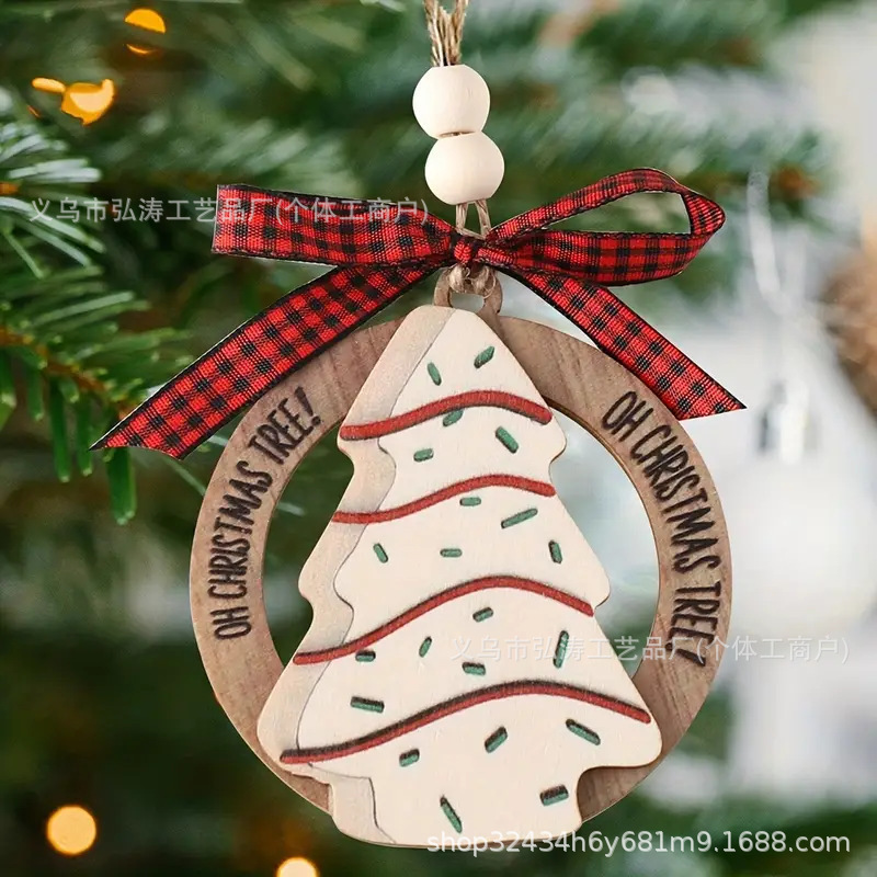 Decoración colgante 2026 nuevo mejor regalo de mudanza decoración de madera decoración para el hogar decoración del árbol de Navidad rojo