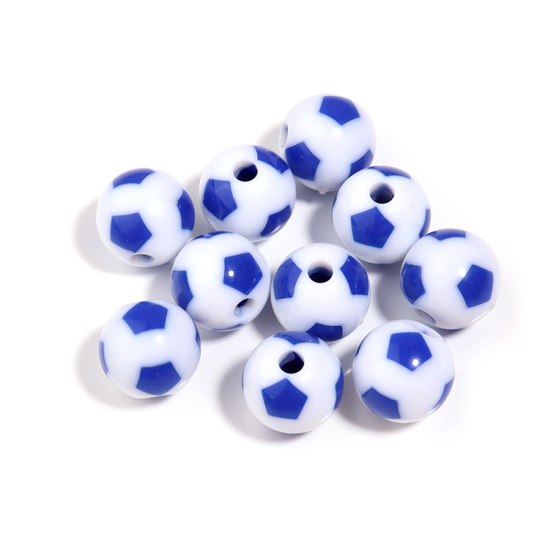 樹脂カラーサッカー2色ボールビーズDIY手作りブレスレットネックレスアクセサリービーズ材料アクセサリー|undefined