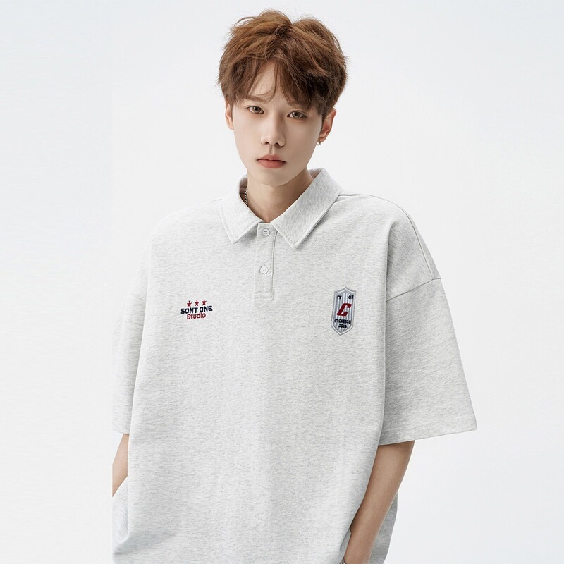 American Retro Embroidered Polo Shirt Short-Sleeved Men's Summer New Style T-Shirt Trendy Brand Loose and Versatile Lapel Half-Sleeved T-Shirt