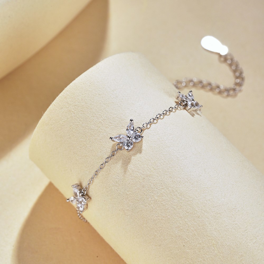 Elegant Butterfly Sterling Silver Inlay Zircon Bracelets display picture 6